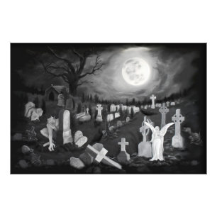 墓地の夜 – 天使と悪魔 フォトプリント