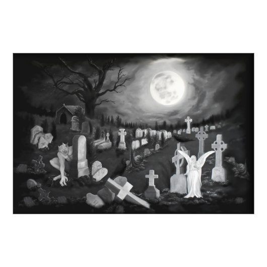 墓地の夜 – 天使と悪魔 フォトプリント            (正面)