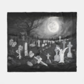 墓地の夜 – 天使と悪魔 フリースブランケット (正面(横))