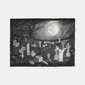 墓地の夜 – 天使と悪魔 フリースブランケット (正面(横))
