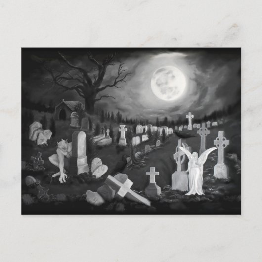 墓地の夜 – 天使と悪魔 ポストカード (正面)