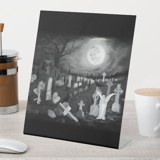 墓地の夜 – 天使と悪魔 台座サイン (インサイチュ)