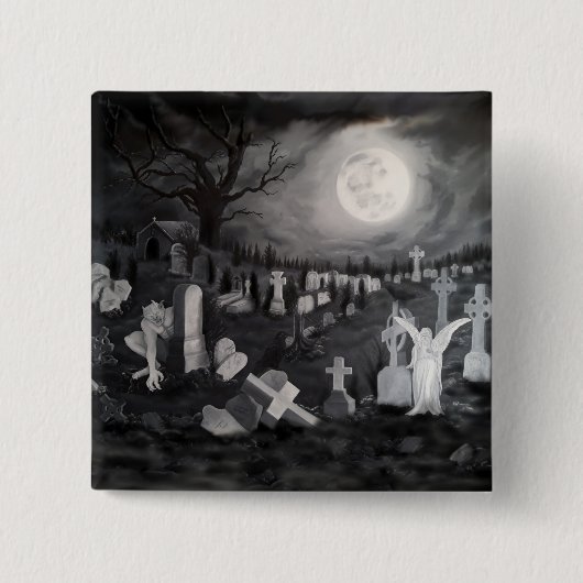 墓地の夜 – 天使と悪魔 缶バッジ (正面)