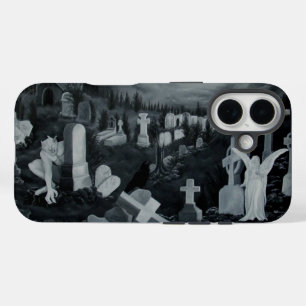 墓地の夜 – 天使と悪魔 iPhone 16ケース