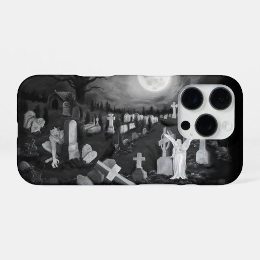 墓地の夜 – 天使と悪魔 iPhoneケース (裏面横)
