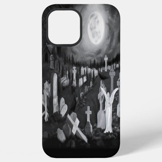 墓地の夜 – 天使と悪魔 iPhoneケース (裏面)