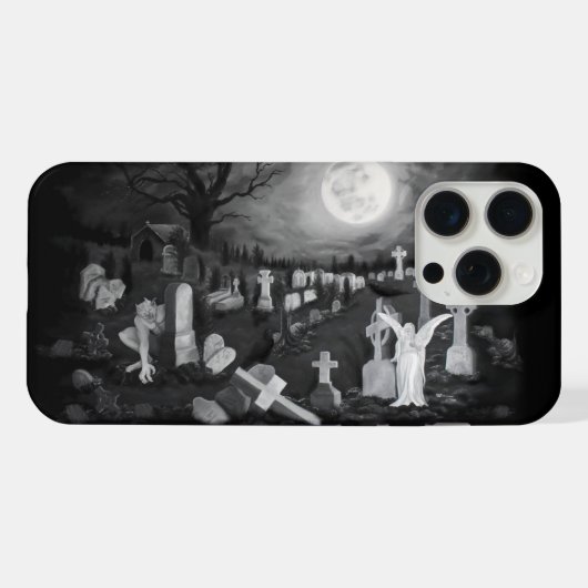 墓地の夜 – 天使と悪魔 iPhoneケース (裏面横)