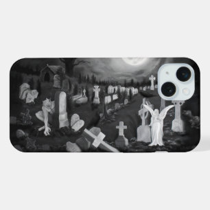 墓地の夜 – 天使と悪魔 iPhone 15 PLUSケース