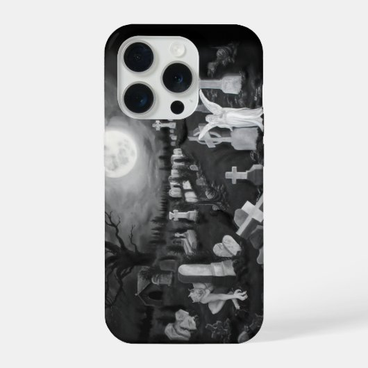 墓地の夜 - 悪魔の天使 iPhoneケース (裏面)