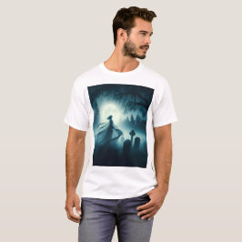 墓地の女性幽霊の不気味な光景 Tシャツ