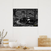 墓地の子猫昼寝 ポスター (キッチン)