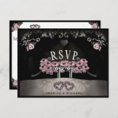 墓地の愛のメニュー RSVP ハロウィン ウェディング ポストカード (正面/裏面)