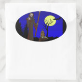 墓地の死神 楕円形シール (バッグ)