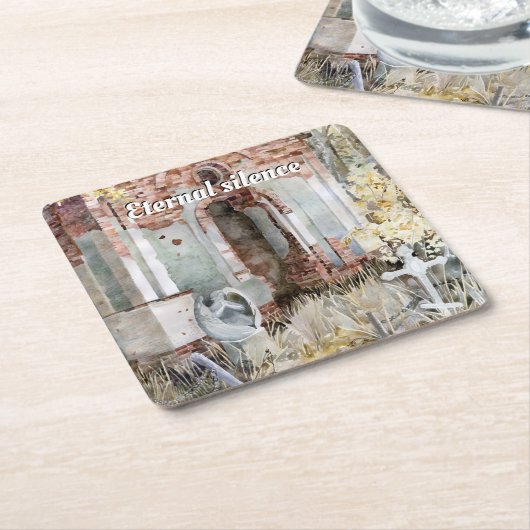 墓地の永遠の沈黙 スクエアペーパーコースター (アングル)