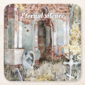 墓地の永遠の沈黙 スクエアペーパーコースター (正面)