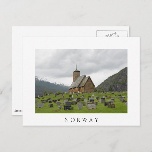 墓地の白いはがきを持つステーブ教会 ポストカード (正面/裏面)