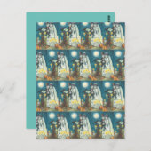 墓地の誓い、結婚スケルトン、花嫁と花婿 ポストカード (正面/裏面)