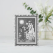 墓地の誓い、結婚スケルトン、花嫁と花婿 ポストカード (スタンド正面)