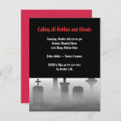 墓地の霧の不気味な墓地ゴシックハロウィーン インビテーションポストカード (正面/裏面)