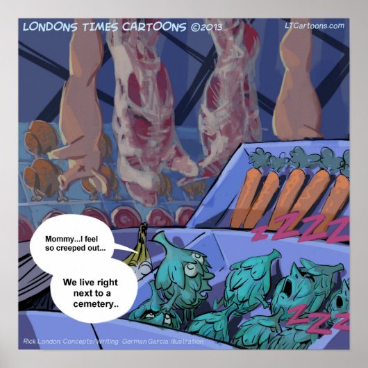 墓地の食料品おもしろい/悲しいポスター ポスター (正面)