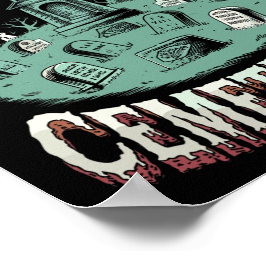 墓地や葬儀に簡単に気を取られる、墓地マニア ポスター (角)