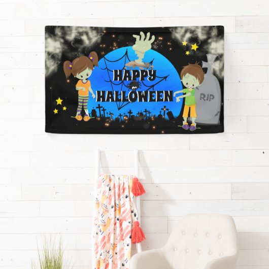 墓地キッズ漫画ゾンビ墓石おもしろいの衣装 横断幕 (インサイチュ)