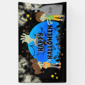 墓地キッズ漫画ゾンビ墓石おもしろいの衣装 横断幕 (縦)