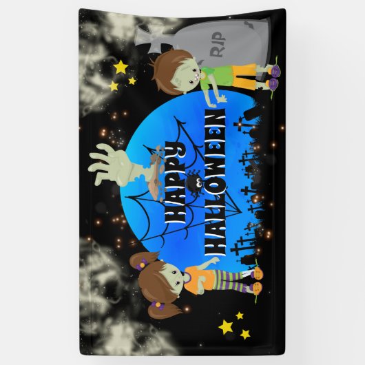 墓地キッズ漫画ゾンビ墓石おもしろいの衣装 横断幕 (縦)