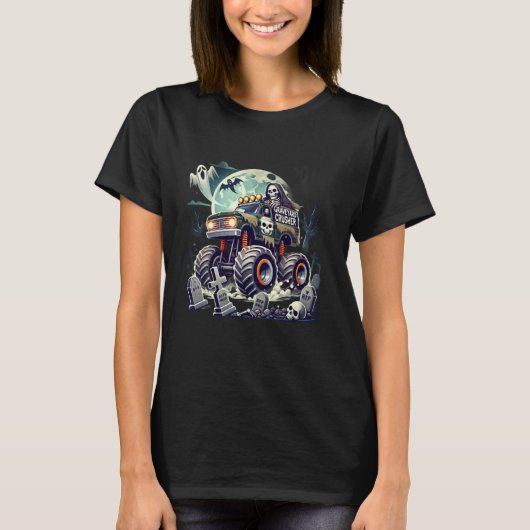 墓地クラッシャー面白いハロウィーンの衣装モンスター Tシャツ (正面)