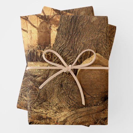 墓地ゴシックトムストーンウェスタンテクスチャ ラッピングペーパーシート (インサイチュ)