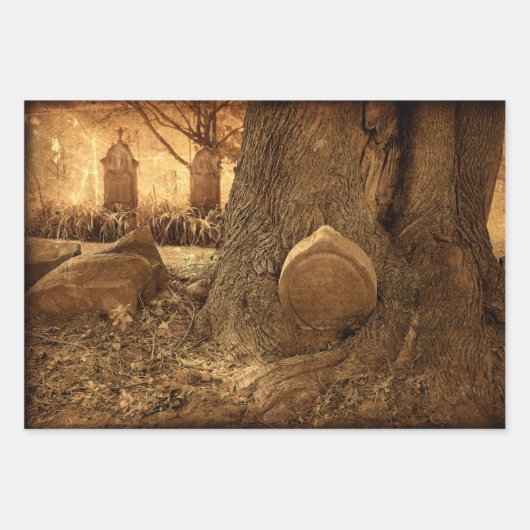 墓地ゴシックトムストーンウェスタンテクスチャ ラッピングペーパーシート (正面)