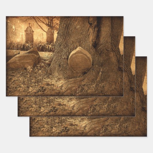 墓地ゴシックトムストーンウェスタンテクスチャ ラッピングペーパーシート (セット)