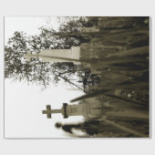 墓地ゴシック様式の墓石セピアヴィンテージ天使 ラッピングペーパー (フラット)