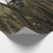 墓地ゴシック様式の墓石セピアヴィンテージ天使 ラッピングペーパー (角)