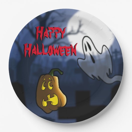 墓地スケアハロウィーン/誕生日紙プレート ペーパープレート (正面)