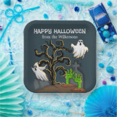 墓地ゾンビと幽霊かわいいハローウィンパーティ ペーパープレート (パーティー)