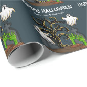 墓地ゾンビと幽霊かわいいハローウィンパーティ ラッピングペーパー (ロールコーナー)