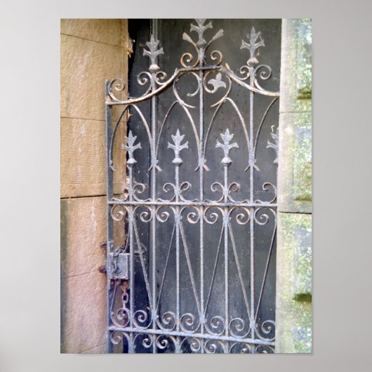 墓地ドア – （紋章の）フラ・ダ・リ鍛造アイロン ポスター (正面)