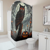 墓地ナイトフクロウ不気味Swznグローハローウィンパーティ シャワーカーテン (インサイチュ)