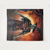 墓地ハロウィーンの怖いゾンビ タペストリー (正面(横))