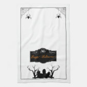 墓地ハロウィーン |白 キッチンタオル (縦)