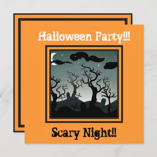 墓地ハローウィンパーティ招待状オレンジ 招待状 (正面/裏面)