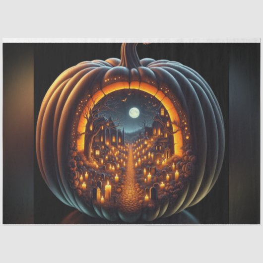 墓地パンプキンハロウィーンデクページ紙 薄葉紙 (正面)