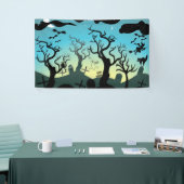 墓地ブラック、アクア、イエローハロウィンカスタム 横断幕 (トレードショー)