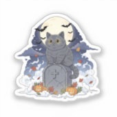 墓地ブリット – ブリティッシュ・ショートヘア・キャット・ハロウィン シール (正面)