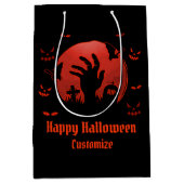 墓地ムーンハロウィーンブラック ミディアムペーパーバッグ (正面)
