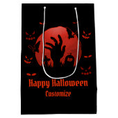 墓地ムーンハロウィーンブラック ミディアムペーパーバッグ (裏面)