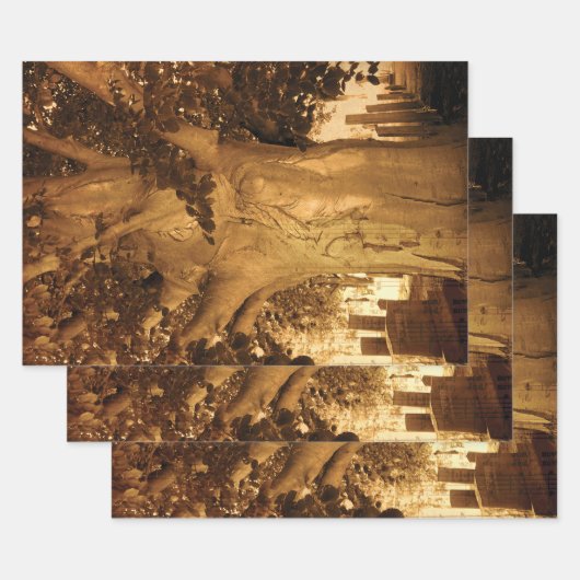 墓地ヴィンテージアンティークセピアツリーシートミュージック ラッピングペーパーシート (セット)