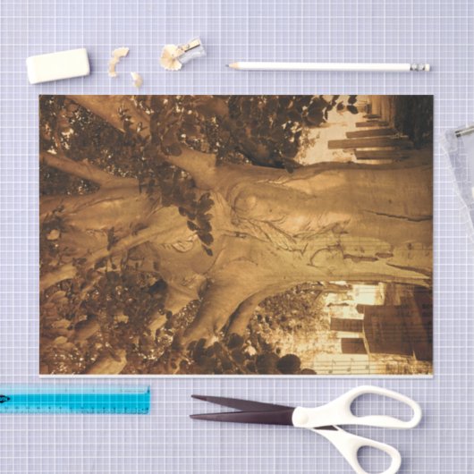 墓地ヴィンテージアンティークセピアツリーシートミュージック 薄葉紙 (クラフト)