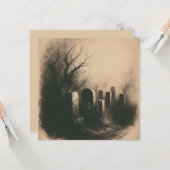 墓地不気味ヴィンテージイラストレーションゴシック カード (正面/裏面インサイチュ)